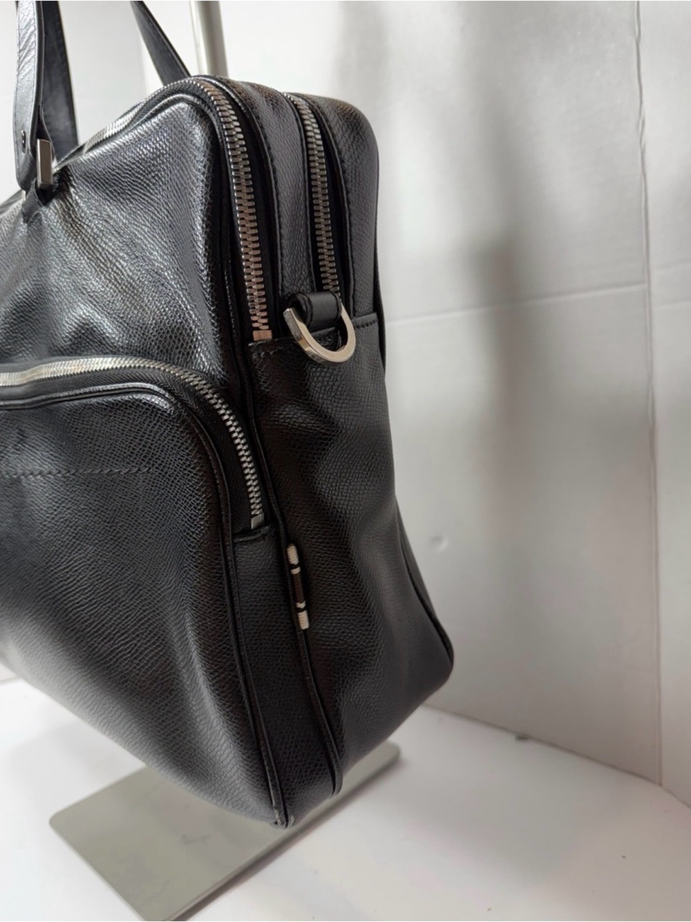 Salvatore Ferragamo Black Leather Men Briefcase, Sleep Professional Bag No Strap - Picture 2 of 9